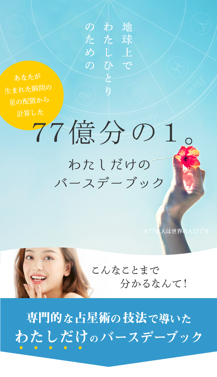 あなたが生まれた瞬間の星の配置から計算した地球上でわたしひとりのためのバースデーブック77億分の1。わたしだけのバースデーブック